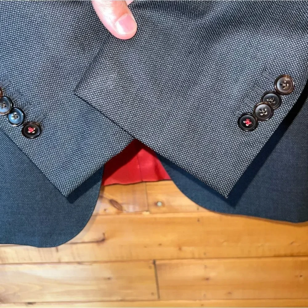 SuitSupply Sienna 42L dark charcoal gray birds-eye Super 130s VBC wool